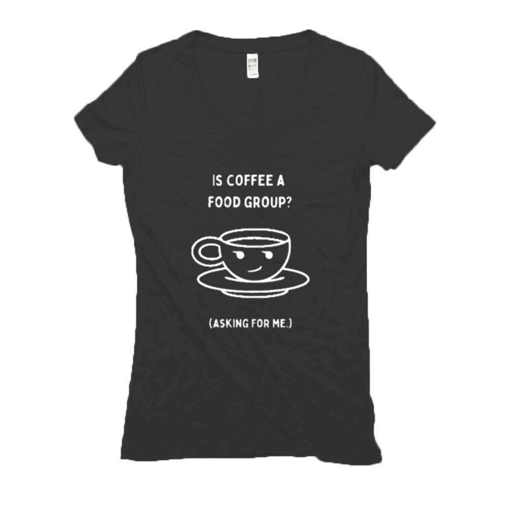 Is Coffee a Food Group Organic Hemp V-Neck (Dark))