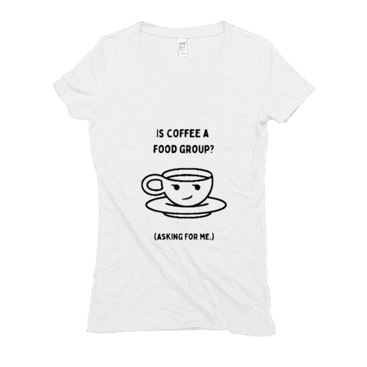 Is Coffee a Food Group Organic Hemp V-Neck (White)