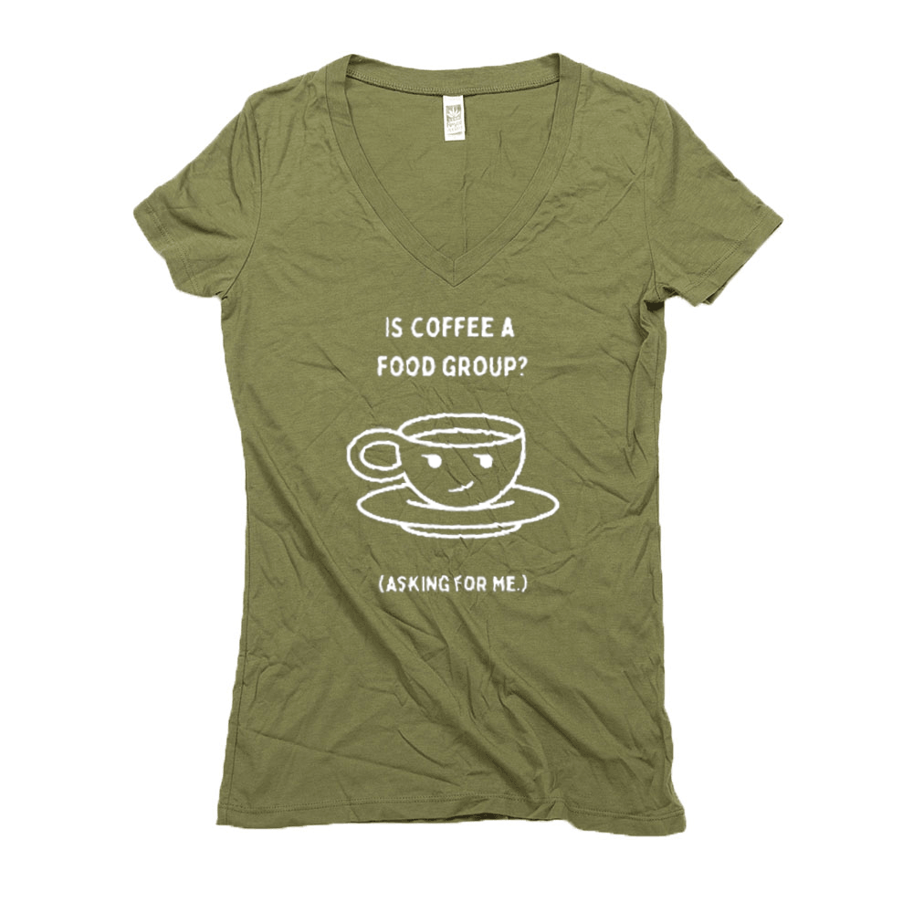 Is Coffee a Food Group Organic Hemp V-Neck (Dark))