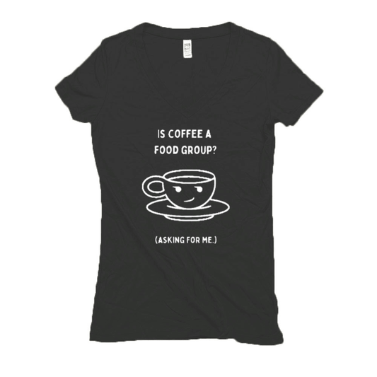 Is Coffee a Food Group Organic Hemp V-Neck (Dark))